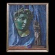Jan Bjørn Willumsen, 1891-1964: Opstilling med buste, figur og blomst. Signeret og dateret 1909. Lysmål: 62x50cm. Med ramme: 67x55cm