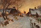 "Aftensol med mølle i baggrund" Olie maleri på lærred, maleriet står nu som nyrenset.