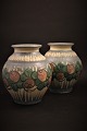 Danico glazed stoneware vase with floral motif. H:17cm. Dia.:15cm.Nr. 1012.