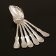 A set of 6 late 18th century silver spoons made by Nicolai Jensen Lyderwahl, Kopenhagen, 1790-1819. Stamped and dated 1793. W: 335gr