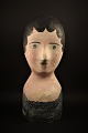 Antique French wig head (Millinerey head) from the 1800s in painted pap-maché. H:38cm.