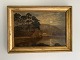 Moonlight/lunar painting by Edward Henry Holder, presumably from Friars Crag, Derwentwater, UK, Full Moon 1880s oil on canvas