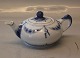 Lille flad tekande med søhestelåg ca 11 x 21 cm B&G Blå Empire porcelæn