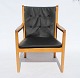 Armstol - Model 1788 - Tremmeryg af Bøgetræ - Hynder i Sort Læder - Hans J. Wegner - Fritz Hansen - 1978