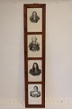 Ramme med 4 tryk af:- Ole Römer- Lauritz Thurah (efter et maleri paa Rosenborg)- Christian d. V- Dronning Charlotte Amalia, Christian d. V