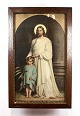 Tryk af Jesus Kristus med bred træramme.