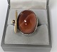John Rörvig. Silver ring with stone and detail of gold. Stamped 925S JVR. Ring size 51.