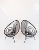 Et sæt String lounge stole af flet og sort metal i flot design fra Living Outdoor.5000m2 udstilling.