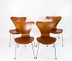 Sæt af Fire Syver Stole - Model 3107 - Teak - Arne Jacobsen - Fritz Hansen