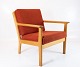 Lænestol - Egetræ - Rødt Uldstof - Hans J. Wegner - Getama - 1960