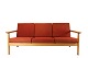 Tre pers. Sofa - Egetræ - Rødt uldstof - Hans J. Wegner - Getama - 1960