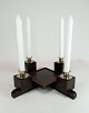 Lysestage med plads til fire lys, i palisander af dansk design fra 1960erne.