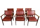 Set of Six Armchairs - Model PJ 412 - Red Brown Leather - Rosewood - Ole Wanscher - P. Jeppesen Furniture - 1960