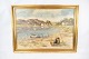 Oliemaleri med motiv af strandbred signeret Tommerup.
