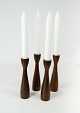 Sæt af fire lysestager i palisander af dansk design fra 1960erne.