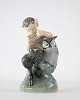 Kgl. porcelæn Pan figur med ugle, nr.: 2107 af Royal Copenhagen.