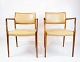 Et Par Armstole -Model 65 - Palisander - Lyst Læder - Niels O. Møller - J.L. Møller - 1968