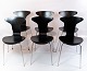 Et sæt af 6 Munkegaard Spisestuestole - Sort - Arne Jacobsen - 1955