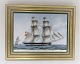 Bing & Grøndahl. Porcelæn. Danske skibsportrætter. Billed af Briggen "Sara". Mål : Bredde 38* 30 cm. Der er produceret 3500, og denne er no. 132.