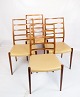 Sæt Af 4 Spisestuestole - Model 82 - Palisander - Lyst Læder - N.O. Møller - J.L Møllers Møbelfabrik - 1960