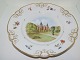 Royal CopenhagenSjælden Rokoko middagstallerken med slotsprospekt Rosenborg Slot fra 1800