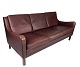 Tre pers. Sofa -Rødbrunt læder - Stouby Møbler -  1960