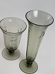 Par art deco røgtopas-vaser med grønt skær fra 1930'erne. Swedish Grace-udstryk, men muligvis Holmegaard