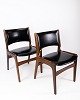 Et sæt Af 2 Stole - Teak - Sort Læder - Erik Buch - 1960