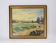 Oliemaleri med natur motiv og forgyldt ramme, signeret V. Hartnack af Valdemar Hartnack  1895-1969.