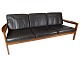 Tre pers. Sofa - Teak - Sort Læder - Arne Vodder - Fremstillet af Komfort - 1960