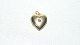 Hjerte Medaljon med rød sten i 14 karat guld, vedhæng/charms.
