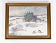 Oliemaleri med vinter motiv og forgyldt ramme, med ukendt signatur fra 1930erne. 
