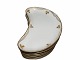 Hvidt med Guldguirlande Art Nouveau  Måneformet tallerken 21 cm.