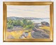 Oliemaleri med natur motiv og forgyldt ramme, signeret Arthur Brener fra 1930erne.  