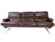 Tre pers. Sofa - Brunt patineret læder - Stel i Metal - Arne Norell - 1970