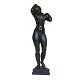 Johannes Bjerg bronzeskulptur. Johannes C. Bjerg, 1886-1955, statuette i bronze. "Kvinde paa trekantet Plint". Signeret. H: 55cm