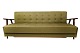 Sovesofa polstret med grønt uldstof og ben i teak, af dansk design fra 1950erne.5000m2 udstilling.