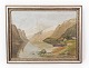 Maleri på lærred med natur motiv og forgyldt ramme, signeret AN 31-36 fra 1930erne.