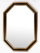 Kantet spejl af sort og guld malet træ af dansk design fra 1960erne.5000m2 udstilling.