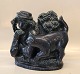 Blue Glazed Girl with cat 26 x 27 cm Helge Christoffersen Royal Copenhagen Art Pottery