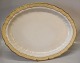 1559-788 Stort ovalt stegefad 47,5 x  36,5 cm Svejfet # 788 med beige kant og guld  