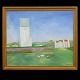 Jens Søndergaard, 1895-1957, oil on canvas. The church at Ferring. Signed and dated 1948. Visible size: 109x129cm. with frame: 124x144cm