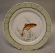 919-1710 Rimte eller emde Leuciscus idus  svejfet med grøn bort 25.5 cm Royal Copenhagen Svejfet Fisketallerken