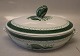 0921-12 Small covered dish 29 X 19 cm Aluminia Faience Green Tranquebar