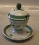 1010-12 Mustard jar on fixed stand 11 cm Aluminia Faience Green Tranquebar