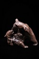 Bing & Grondahl porcelain figure of 2 brown bears. Decoration number: B&G 1825. 1.sort. H:15cm.