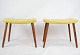 Vintage skammel - Gult Stof - Ben I Teak - Dansk Design - 1960