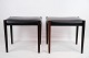 Et Sæt Af To Skamler - Palisander - Sort Læder - Dansk Design - 1960