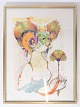 Serigrafisk plakat af Bjørn Wiinblad med motiv af kvinde fra omkring år 1970