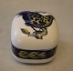 246 Box with lid ca 6 x 6 cm 1737246 Royal Copenhagen Faience Blue Pheasant Chr. Joachim Aluminia